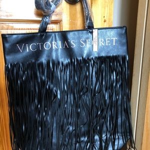 Victoria's Secret Bags - Victoria’s Secret Black Fringe Bag Tote/NWT Victoria's Secret Bags - Victoria’s Secret Black Fringe Bag Tote/NWT